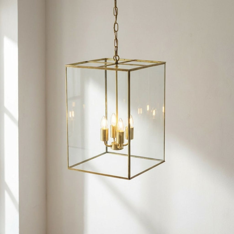 London Lantern Pendant Crossbar Medium Brass