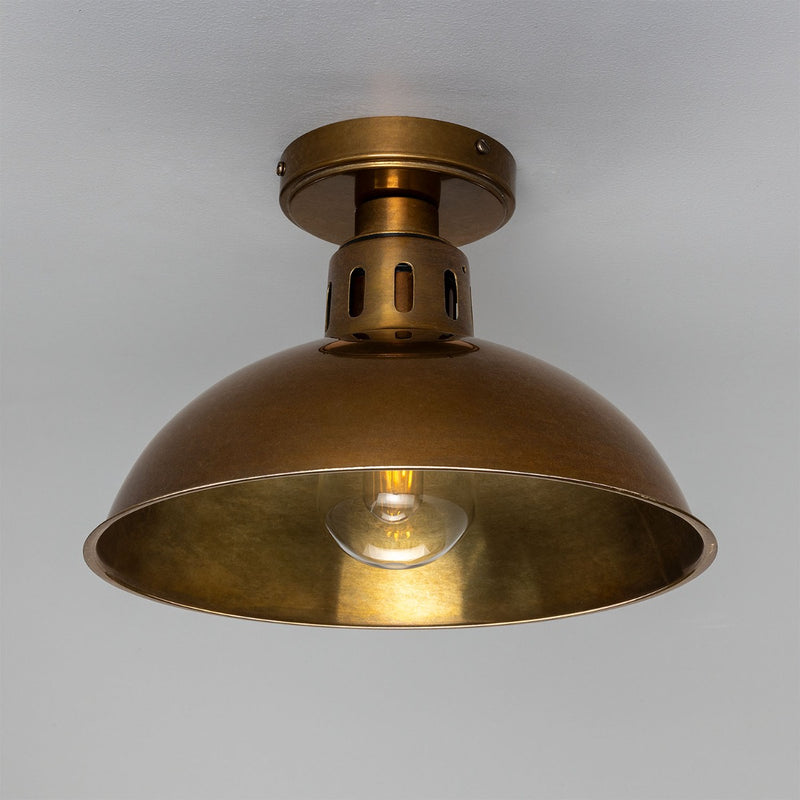 Mullan Talise industrial bathroom ceiling light in antique brass