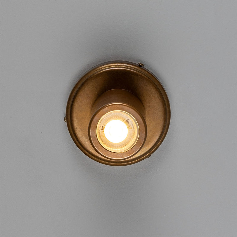 Mullan Ennis brass spot flush ceiling light in antique brass