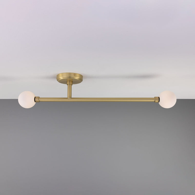 Mullan Gunning Double Globe Slim Bathroom Ceiling Light 71cm in Satin Brass