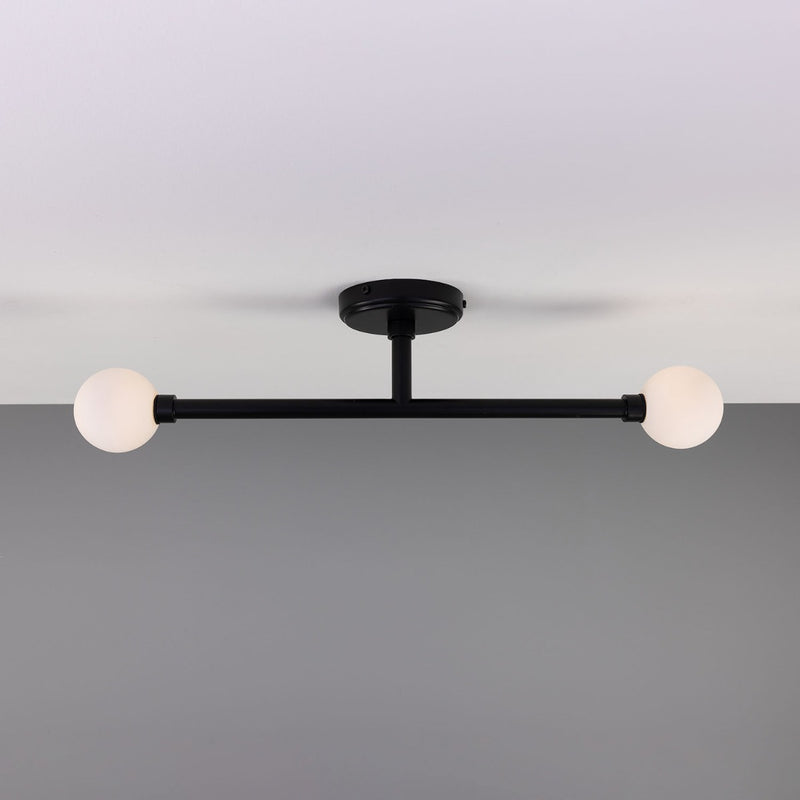 Mullan Monto Double Globe Slim Bathroom Ceiling Light 61cm in Matt Black