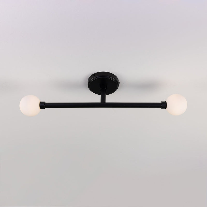 Mullan Monto Double Globe Slim Bathroom Ceiling Light 61cm in Matt Black