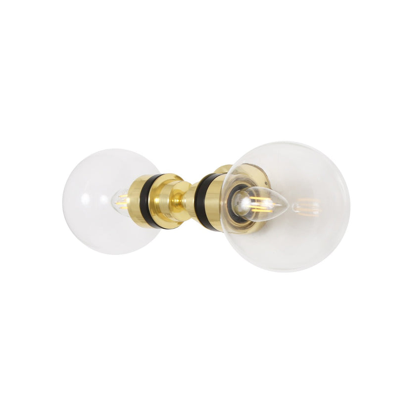 Mullan Poole Double Glass Globe Bathroom Wall Light 38.5cm in Polished Brass