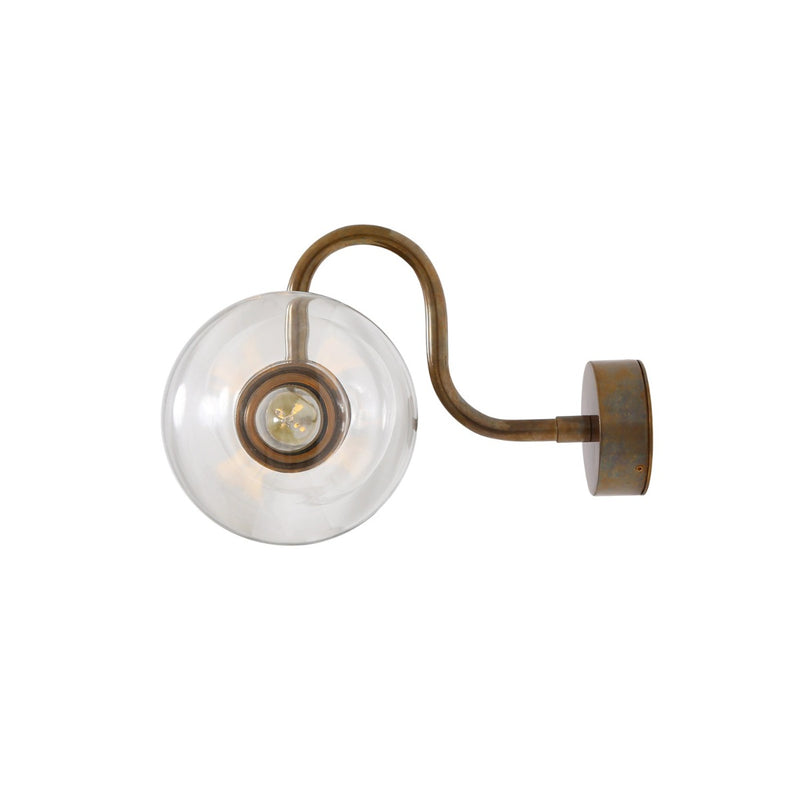 Mullan Ness double globe swan neck wall light in antique brass