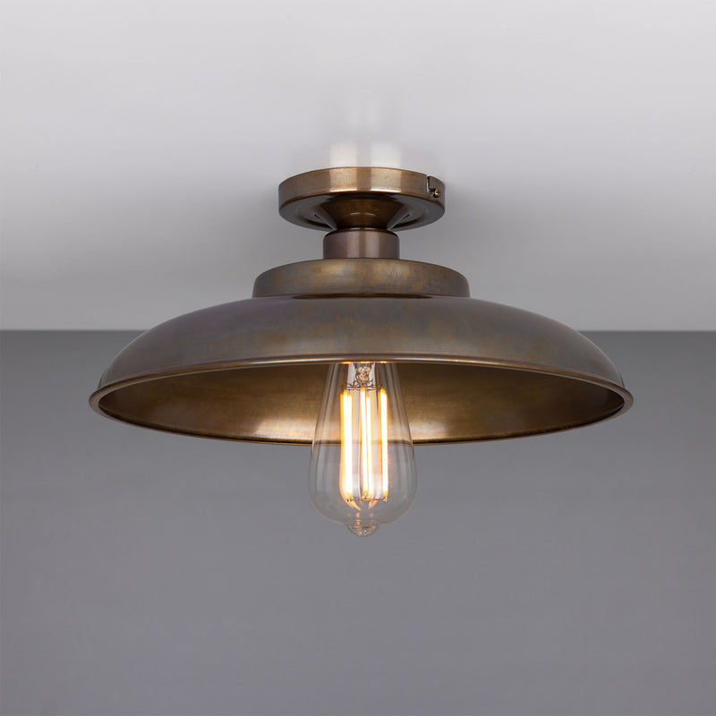 Mullan Telal factory flush ceiling light in antique brass