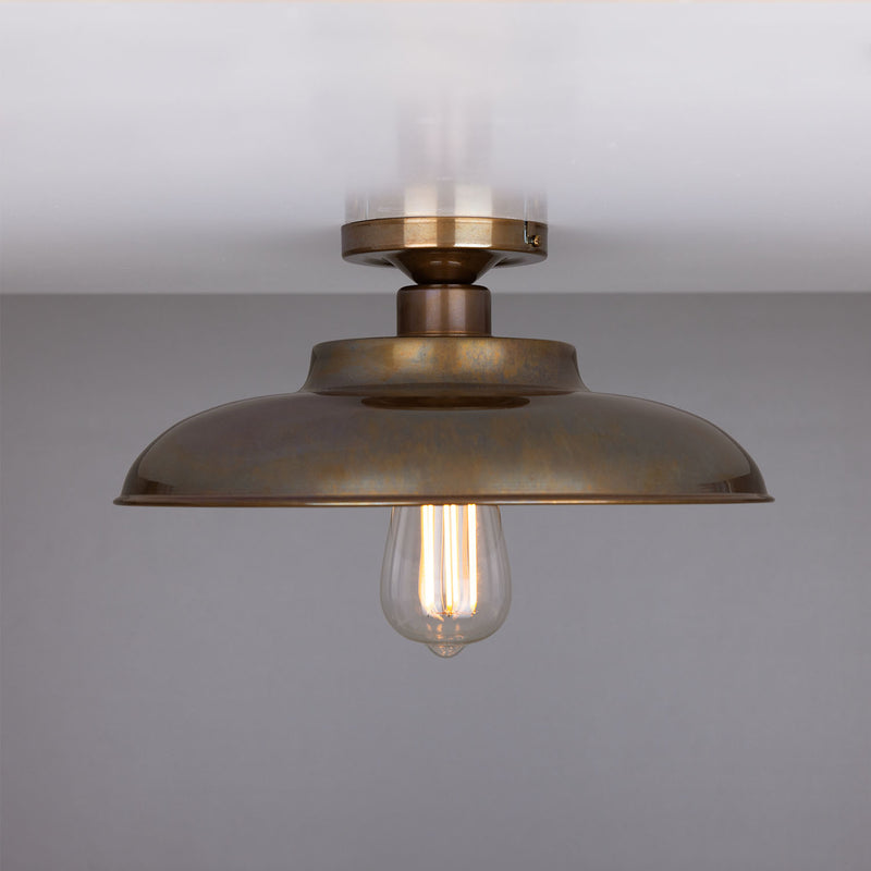 Mullan Telal factory flush ceiling light in antique brass