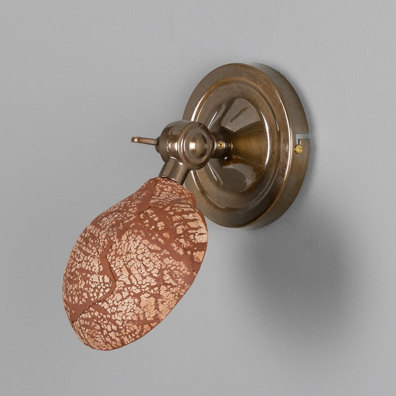 Mullan Coco Red Iron Adjustable Ceramic Wall Light in Antique Brass