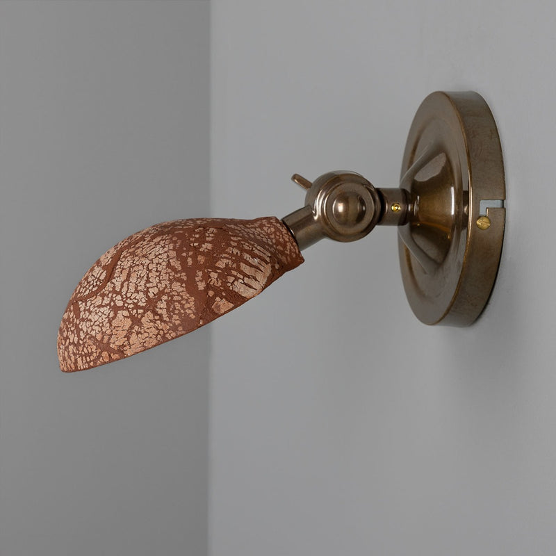 Mullan Coco Red Iron Adjustable Ceramic Wall Light in Antique Brass