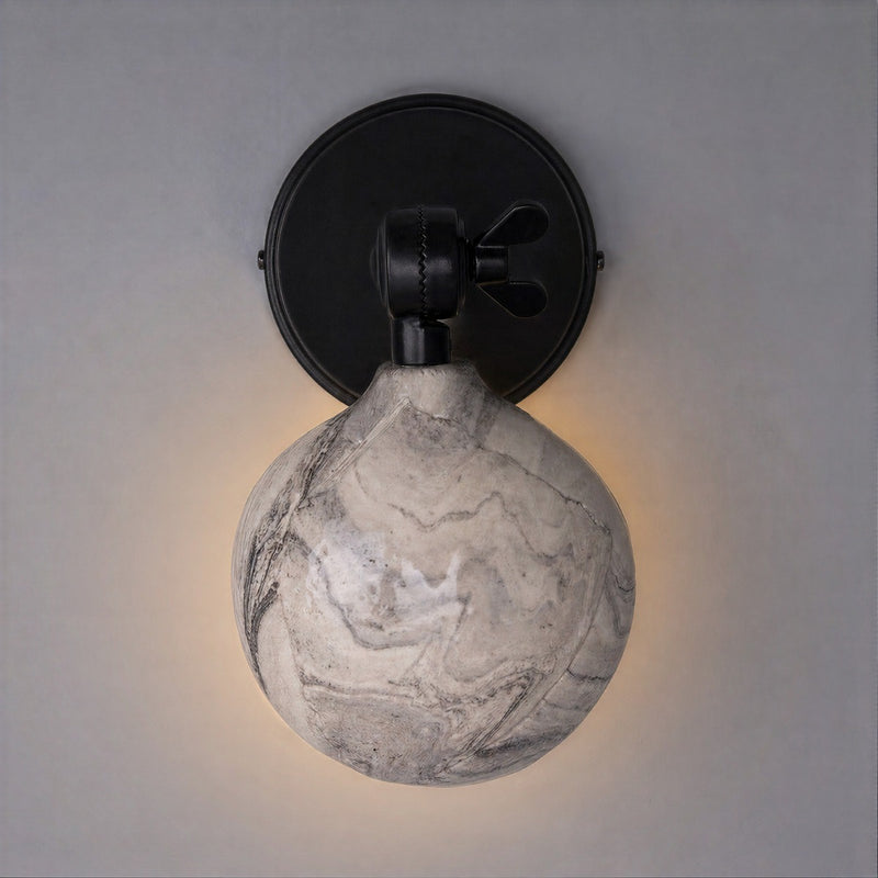 Mullan Coco Marbled Adjustable Ceramic Wall Light in Matt Black