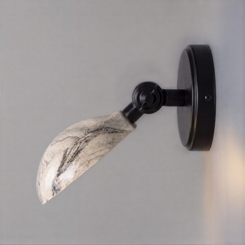 Mullan Coco Marbled Adjustable Ceramic Wall Light in Matt Black