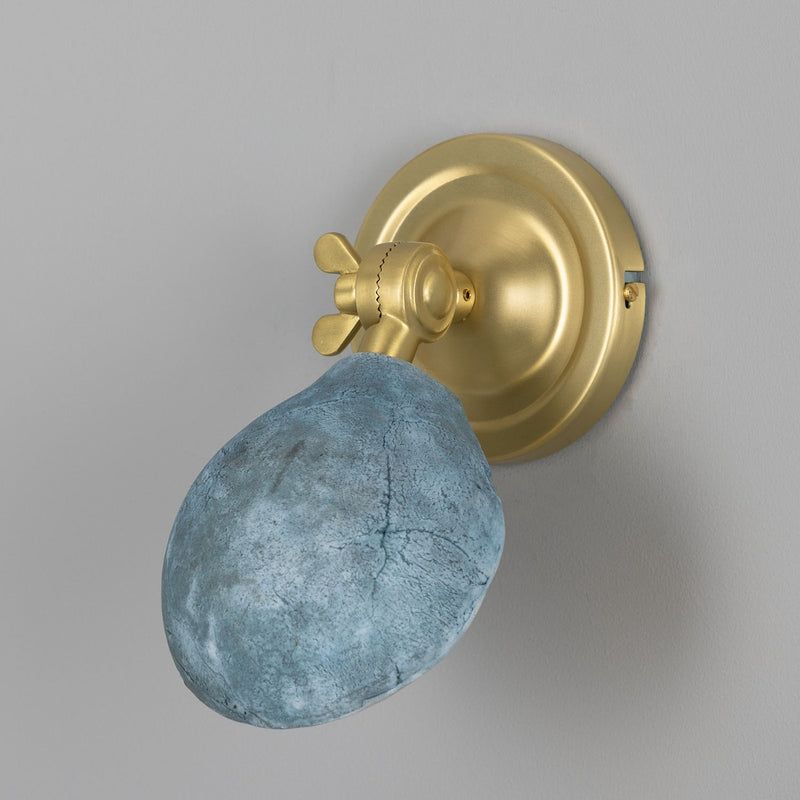 Mullan Coco Blue Earth Adjustable Ceramic Wall Light in Satin Brass