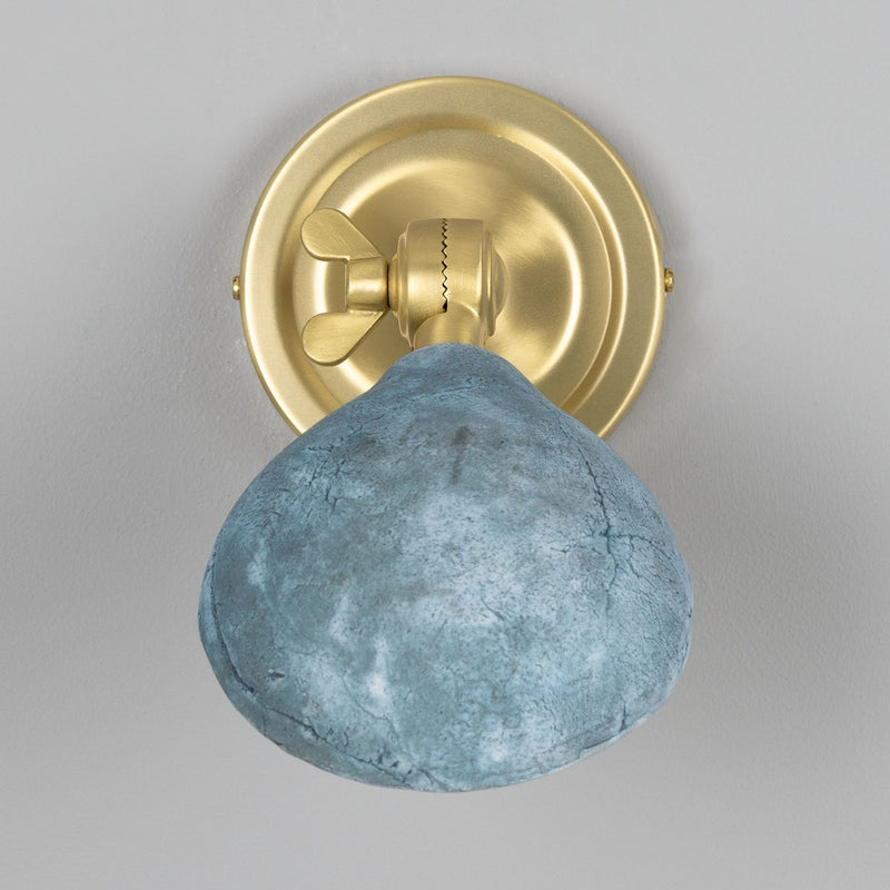 Mullan Coco Blue Earth Adjustable Ceramic Wall Light in Satin Brass