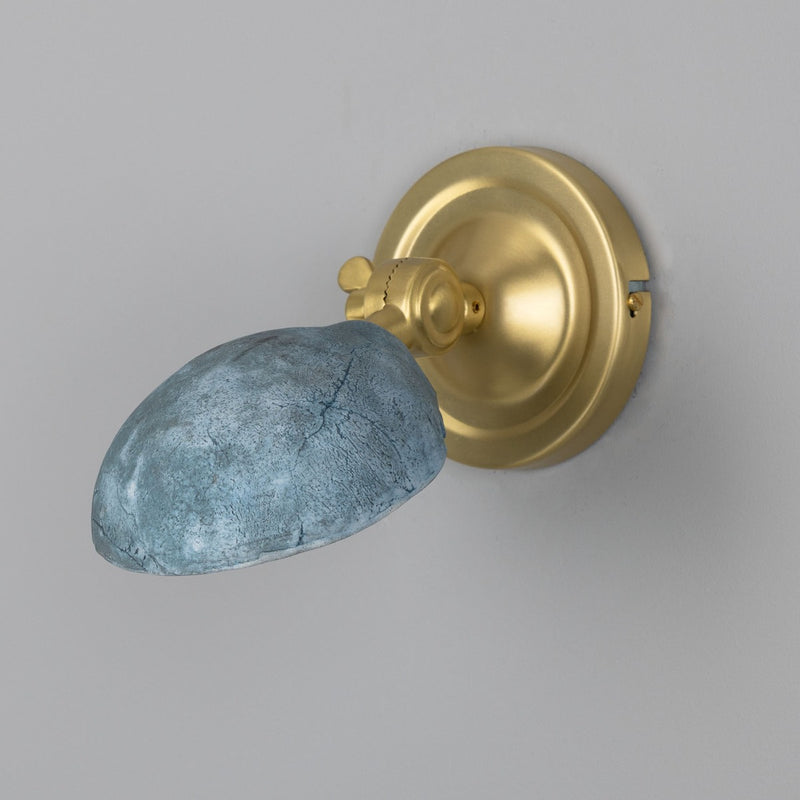 Mullan Coco Blue Earth Adjustable Ceramic Wall Light in Satin Brass