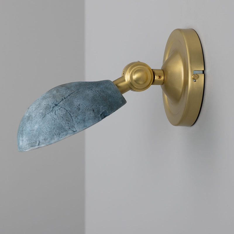 Mullan Coco Blue Earth Adjustable Ceramic Wall Light in Satin Brass