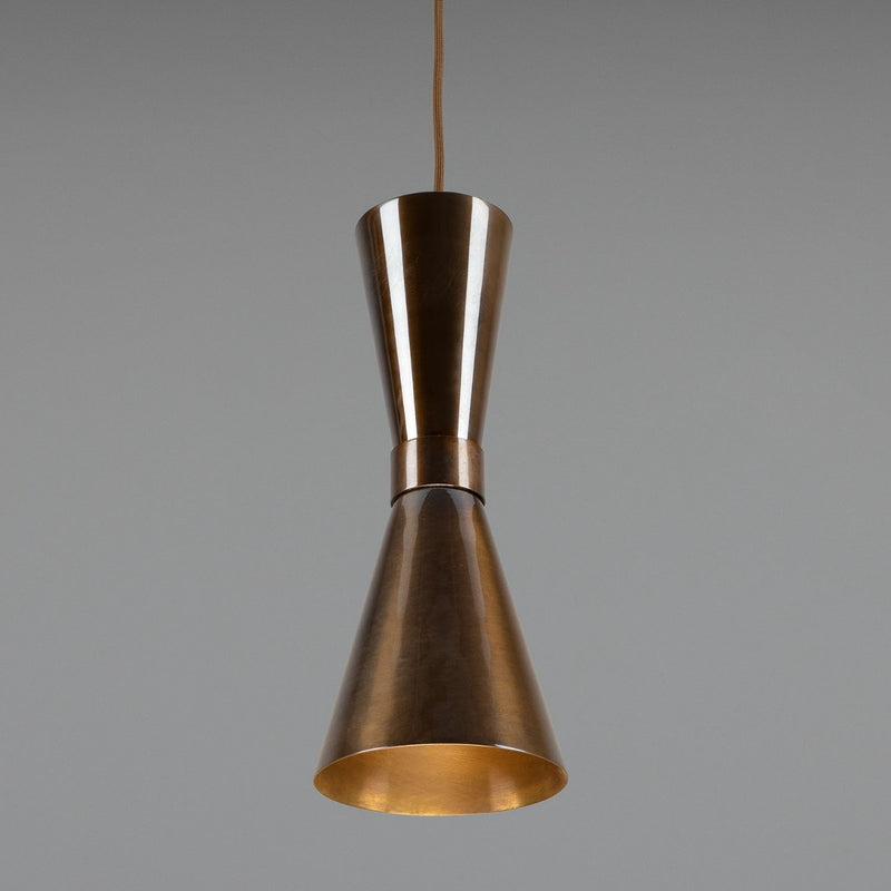 Mullan Amias mid-century cone pendant in antique brass