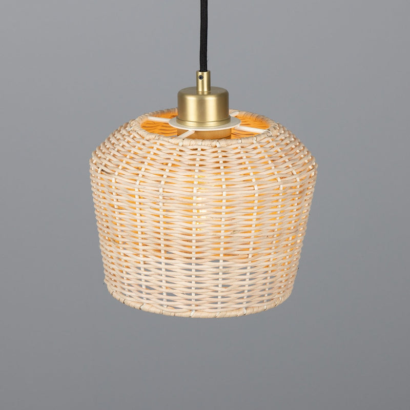 Mullan Manila Small Hand-Woven Rattan Pendant 20cm in Satin Brass