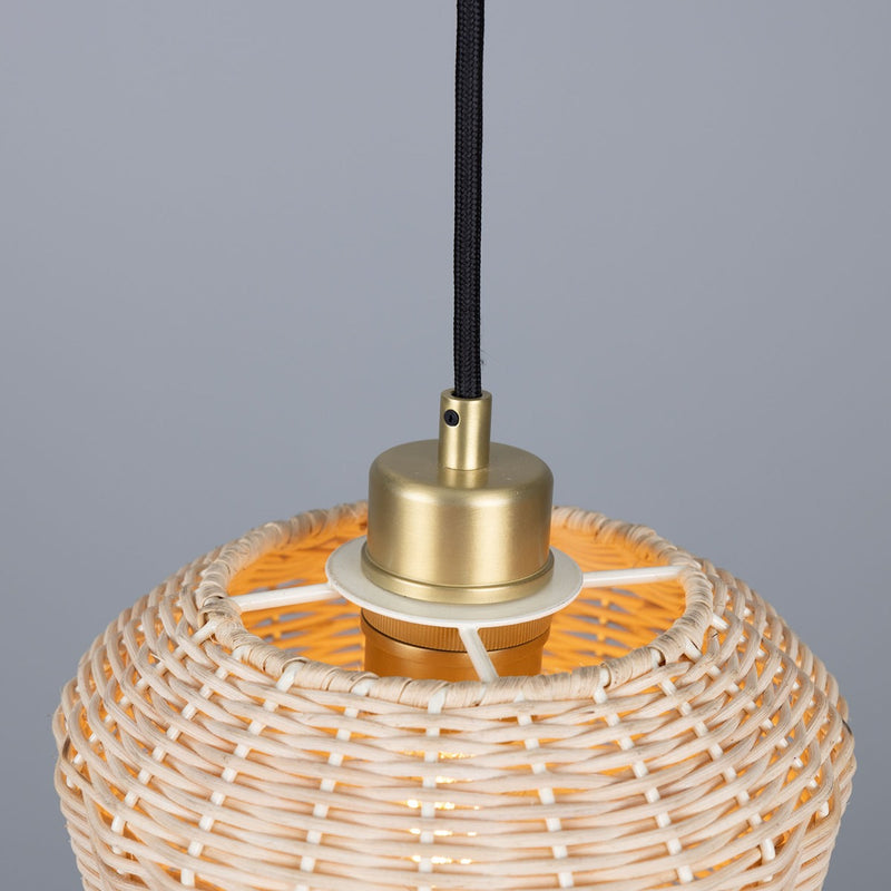 Mullan Manila Small Hand-Woven Rattan Pendant 20cm in Satin Brass