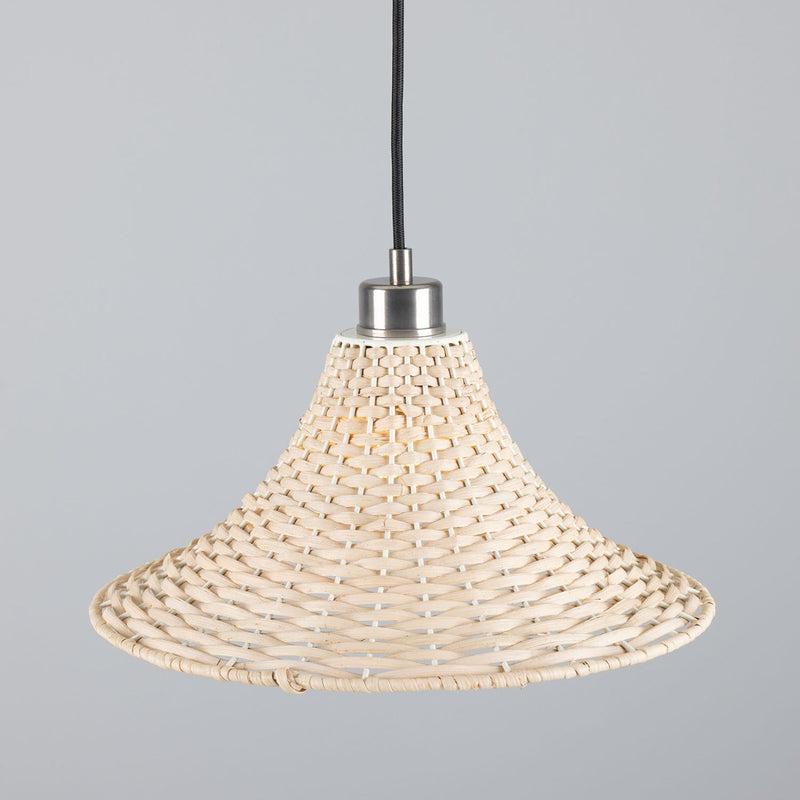 Mullan Savannah Large Bell-Shaped Rattan Pendant 34.5cm in Antique Silver