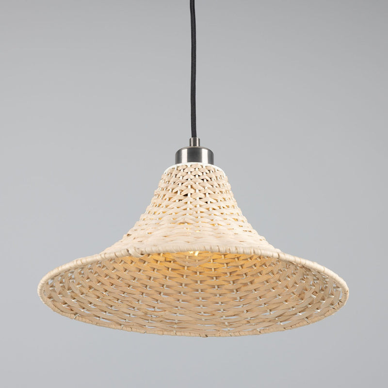 Mullan Savannah Large Bell-Shaped Rattan Pendant 34.5cm in Antique Silver