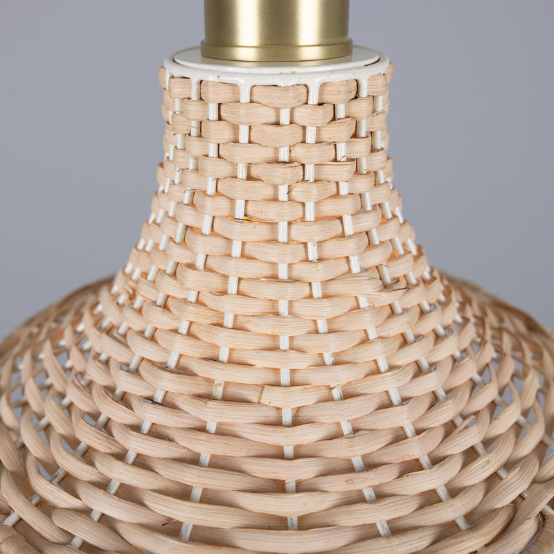 Mullan Savannah Small Bell-Shaped Rattan Pendant 24cm in Satin Brass