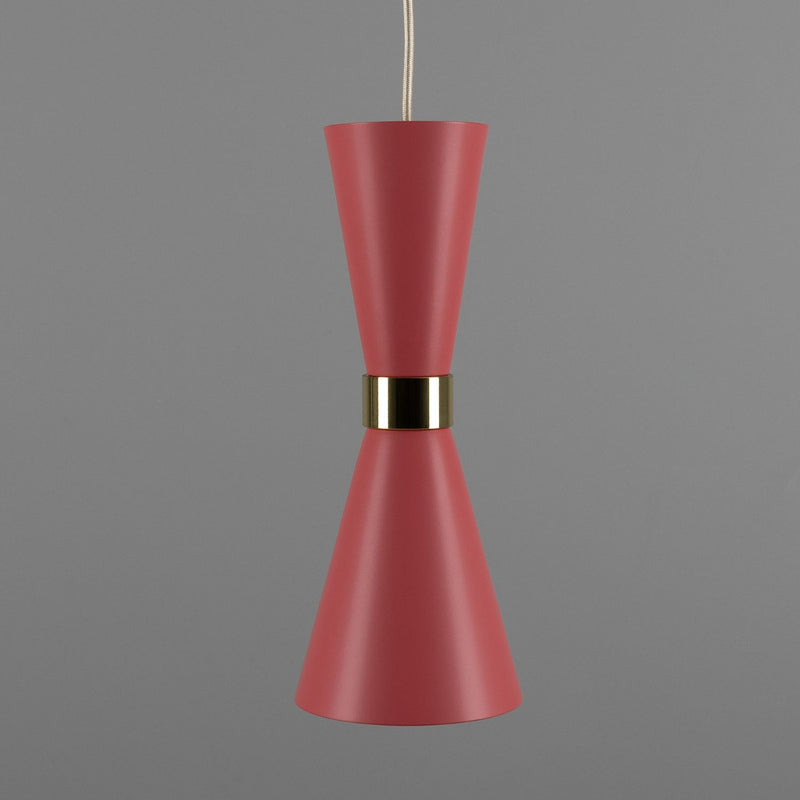 Mullan Cairo Antique Pink Mid-Century Cone Pendant in Polished Brass