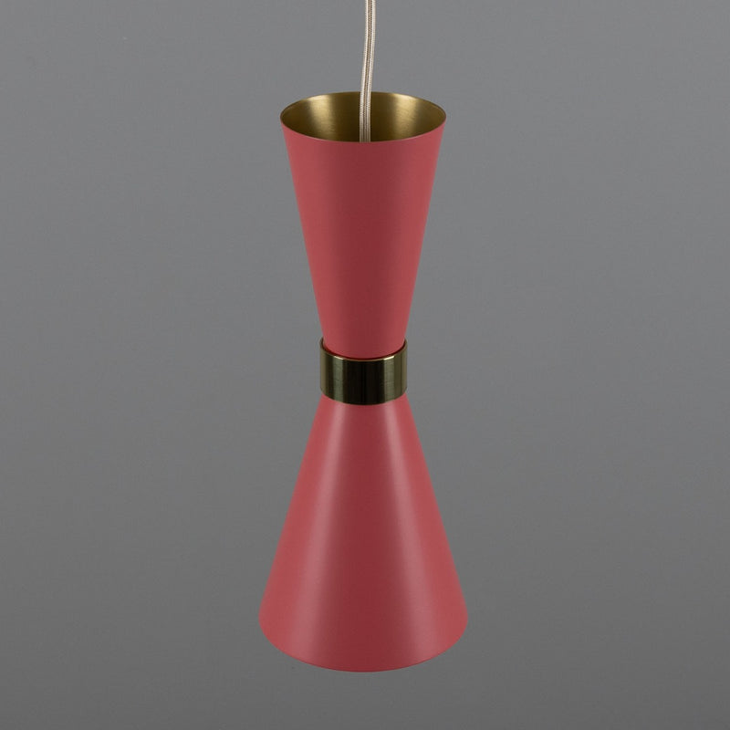 Mullan Cairo Antique Pink Mid-Century Cone Pendant in Polished Brass