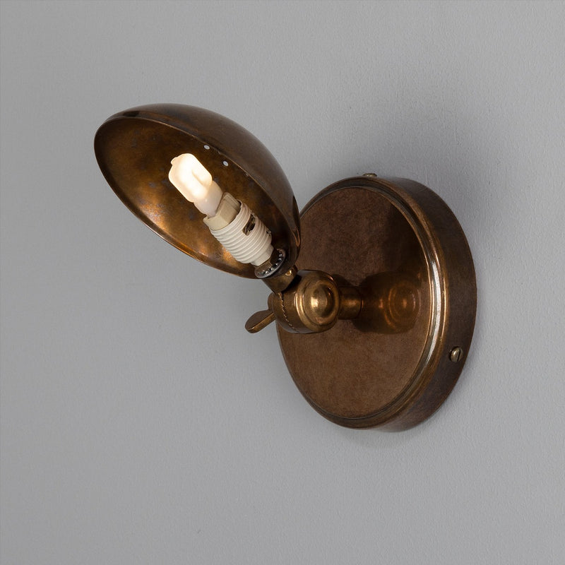 Mullan Cody adjustable industrial wall light in antique brass