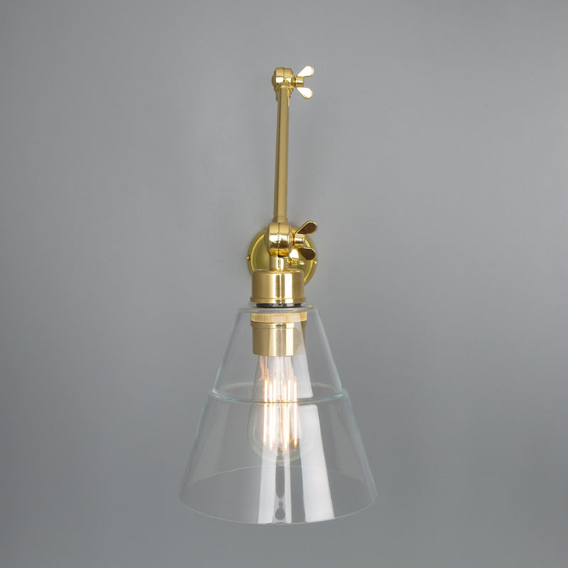 Mullan Lyx Clear Glass Cone Adjustable Picture Light in Polished Brass