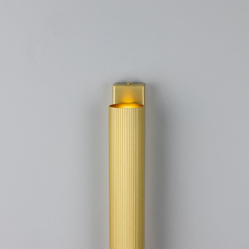 Mullan Royce Slender Reeded Brass Wall Light in Satin Brass