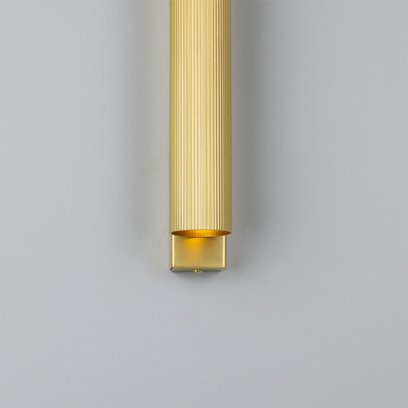 Mullan Royce Slender Reeded Brass Wall Light in Satin Brass