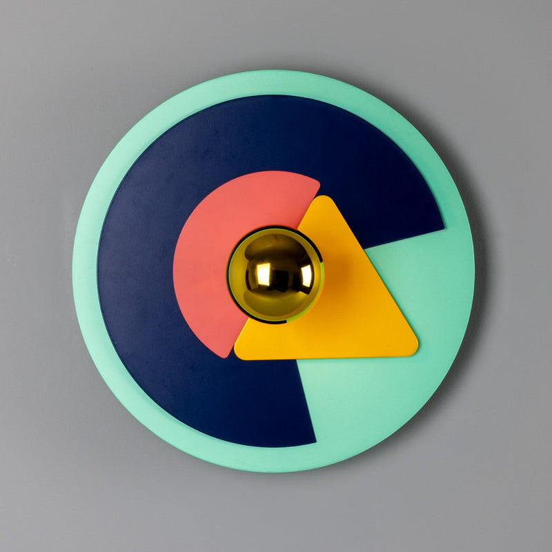 Mullan Earth Colourful Disc Wall Light in Polished Brass