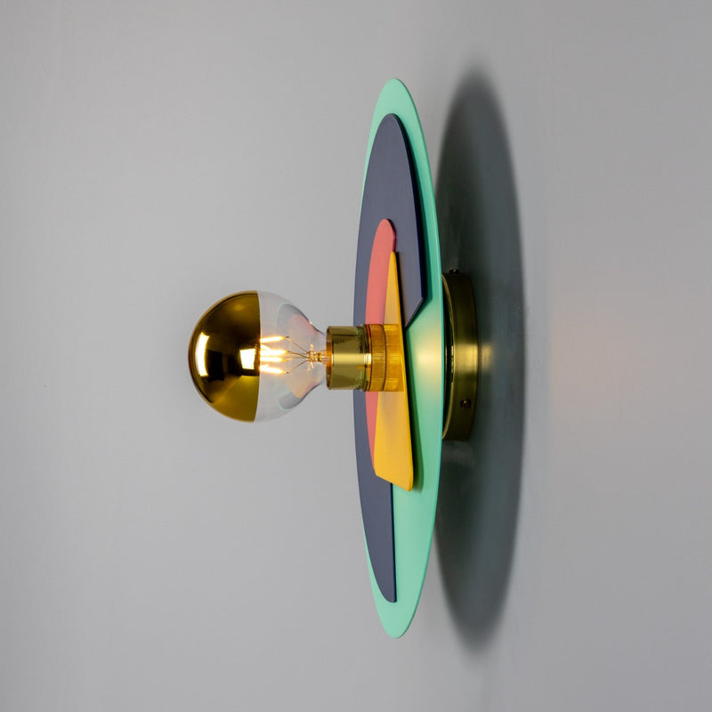 Mullan Earth Colourful Disc Wall Light in Polished Brass