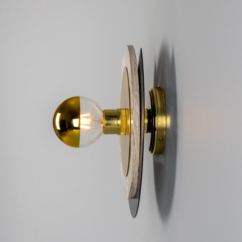 Mullan Venus Colourful Ceramic Disc Wall Light in Polished Brass