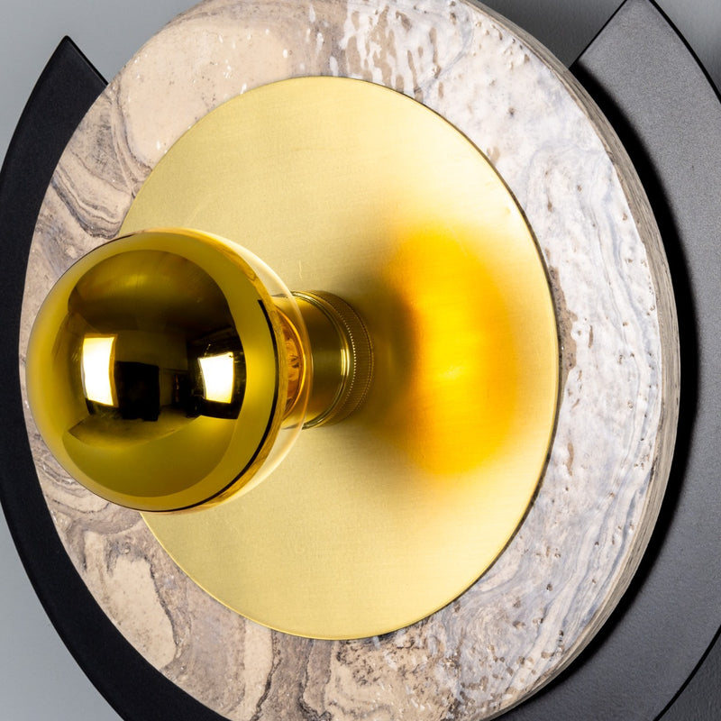 Mullan Venus Colourful Ceramic Disc Wall Light in Polished Brass