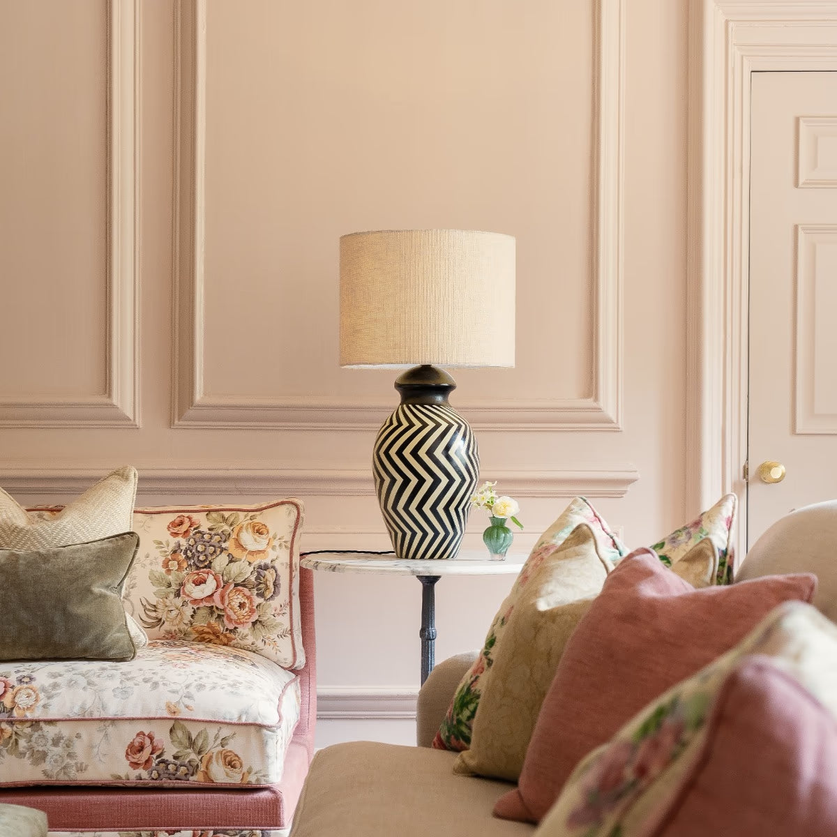 Siddeley Ceramics at Soho Lighting Tall Mombacho Hand-Painted Ceramic Table Lamp — Volcanic Clay