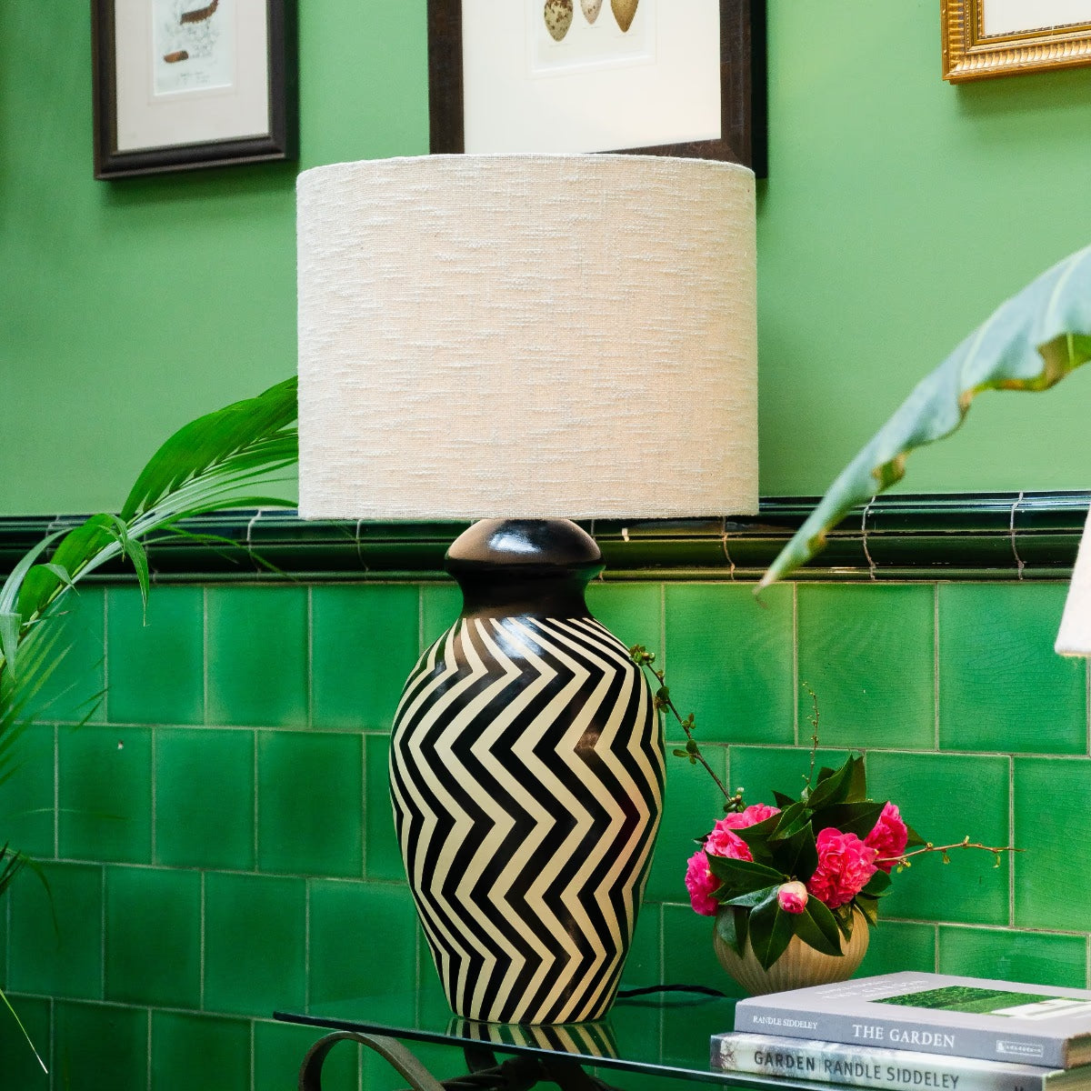 Siddeley Ceramics at Soho Lighting Tall Mombacho Hand-Painted Ceramic Table Lamp — Volcanic Clay
