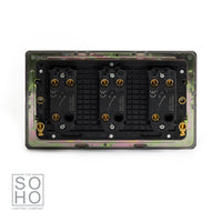 Antique Brass 3 Gang 2 Way Toggle Switch Screwless