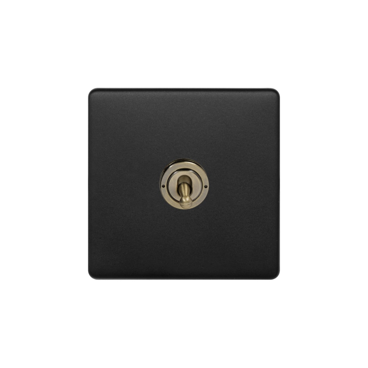 Matt Black & Antique Brass 1 Gang 13A Switched Socket - Camden Collection