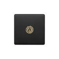 Matt Black & Antique Brass 1 Gang 13A Switched Socket - Camden Collection