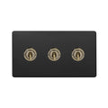 Matt Black & Antique Brass 1 Gang Light Switch - Camden Collection