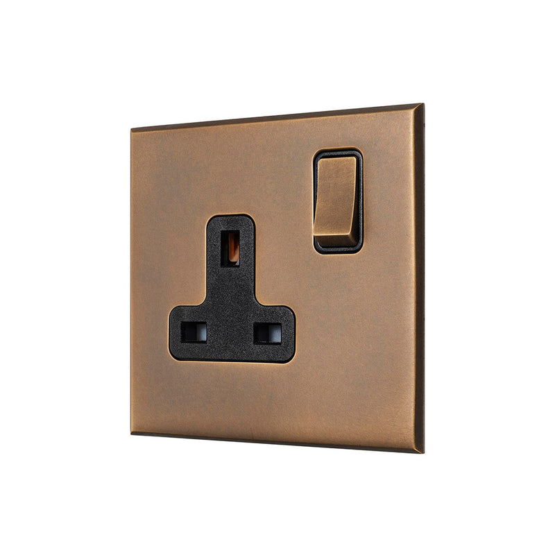 Aged Brass 1 Gang 13A Switched Socket - The Palaces Collection