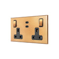 Natural Brass 2 Gang 13A Socket 65W USB-C Charging