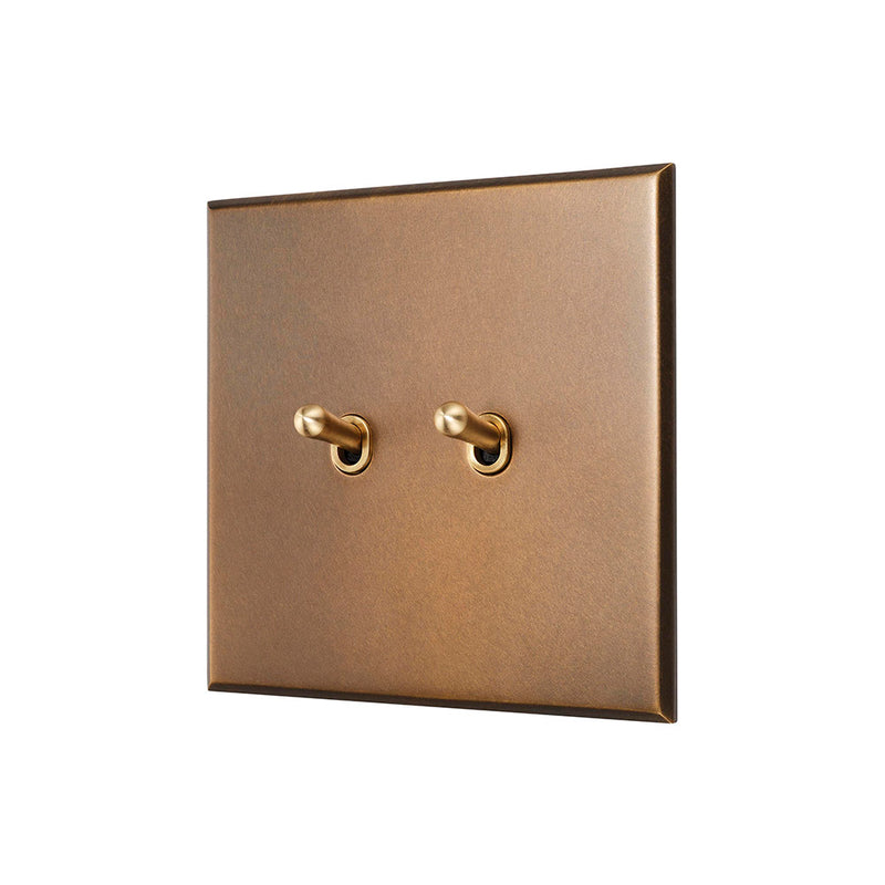 Aged Brass 2 Gang 20A 2 Way Toggle Switch - The Palaces Collection