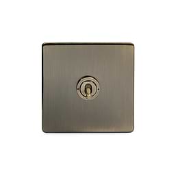 Antique Brass 1 Gang Coaxial TV Aerial Socket - Charterhouse Collection