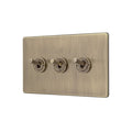 Antique Brass 3 Gang 2 Way Toggle Switch Screwless