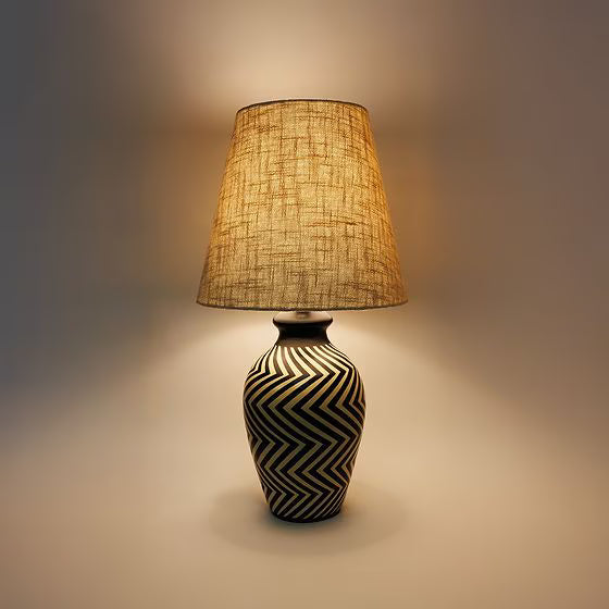 Siddeley Ceramics at Soho Lighting Mombacho Hand-Painted Ceramic Table Lamp — Volcanic Clay